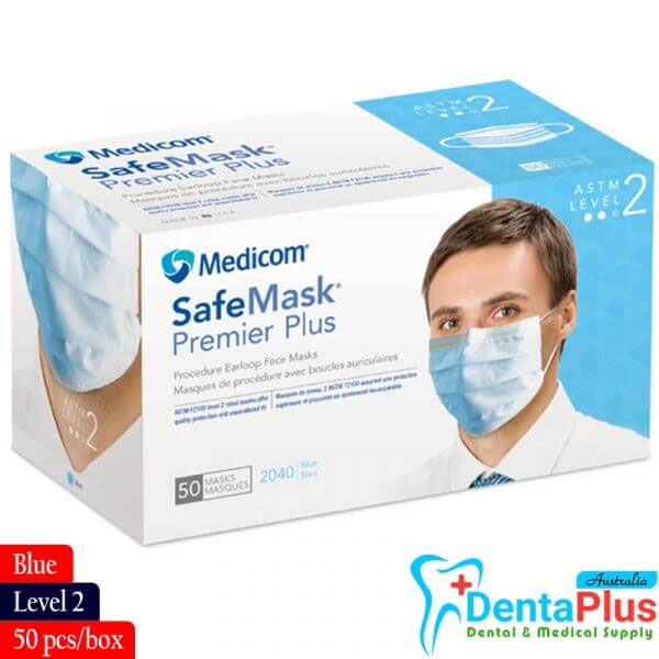 Face Mask Earloop Premier Plus Level 2 - Blue - Medicom (50pcs/box)