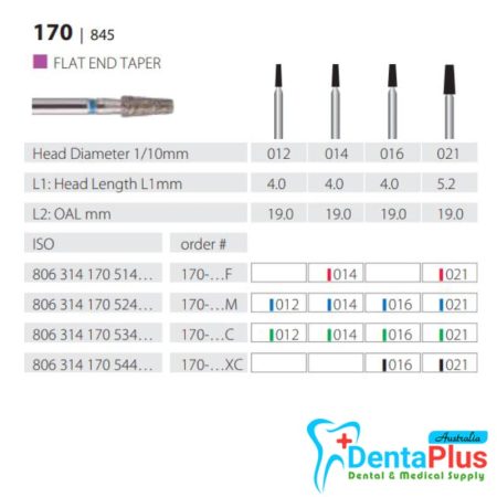 Diamond Burs Flat End Taper ISO: 170-854 MDT #10Pcs/Box