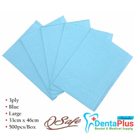 Disposable Dental Bibs 3 ply Large - Blue