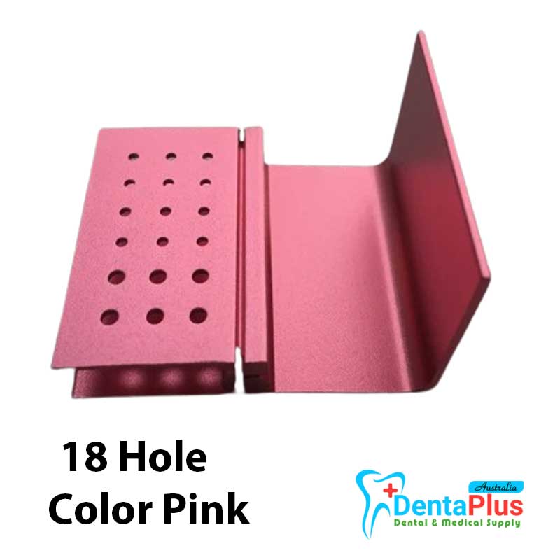 Bur Holder Pink - Aluminium Stand - 18 Holes, Suitable for 12 FG+6RA- Each